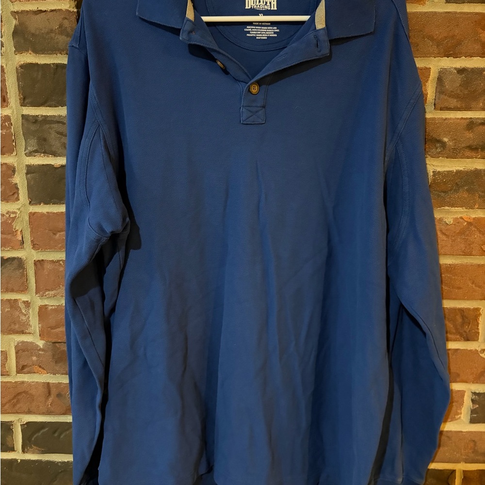Duluth Trading Co Men's Long-Sleeve Polo Shirt - Blue